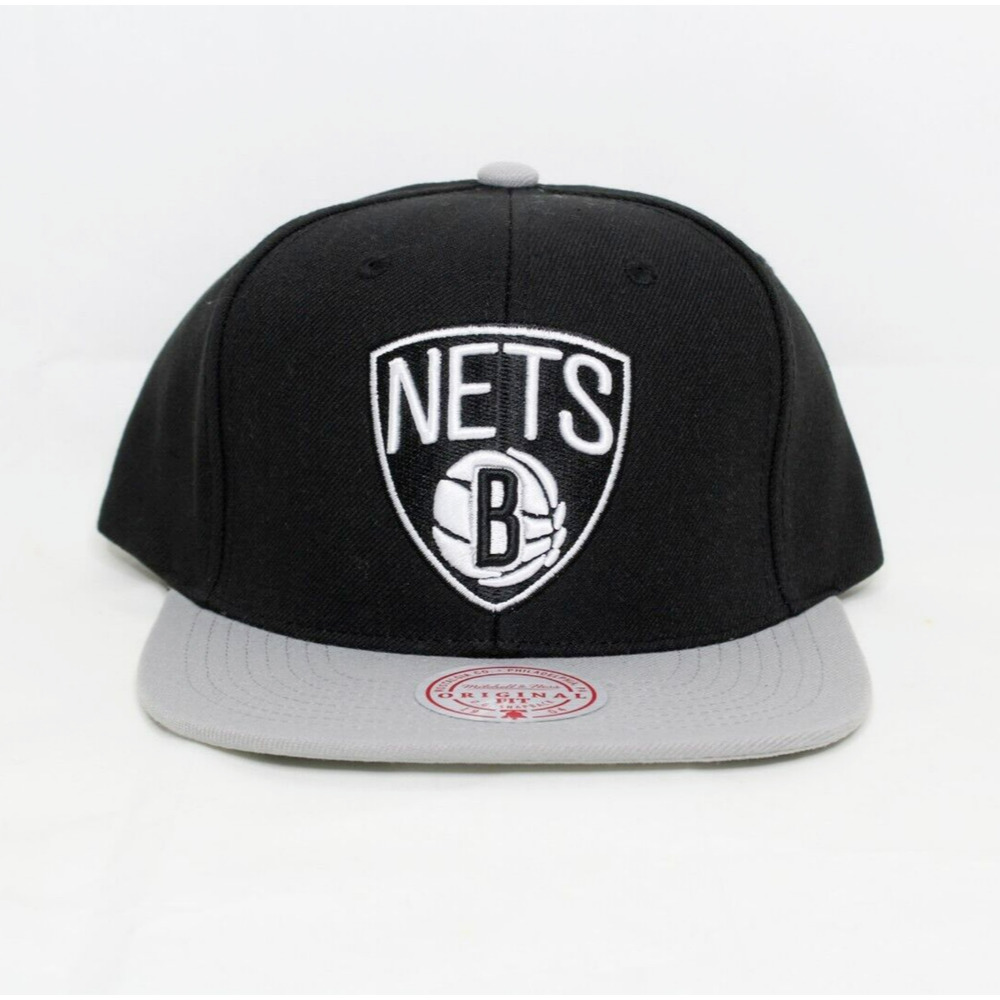 Mitchell & Ness Brooklyn Nets Black/ Gray Adjustable Snapback Hat Cap NWT - Picture 1 of 8